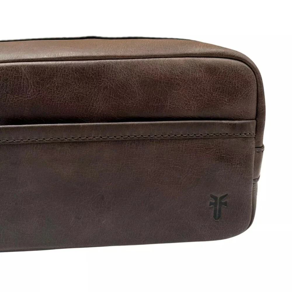 FRYE Men's Leather Logan Travel Bag Brown Smooth Grained Finish 10.5in W x 5in H